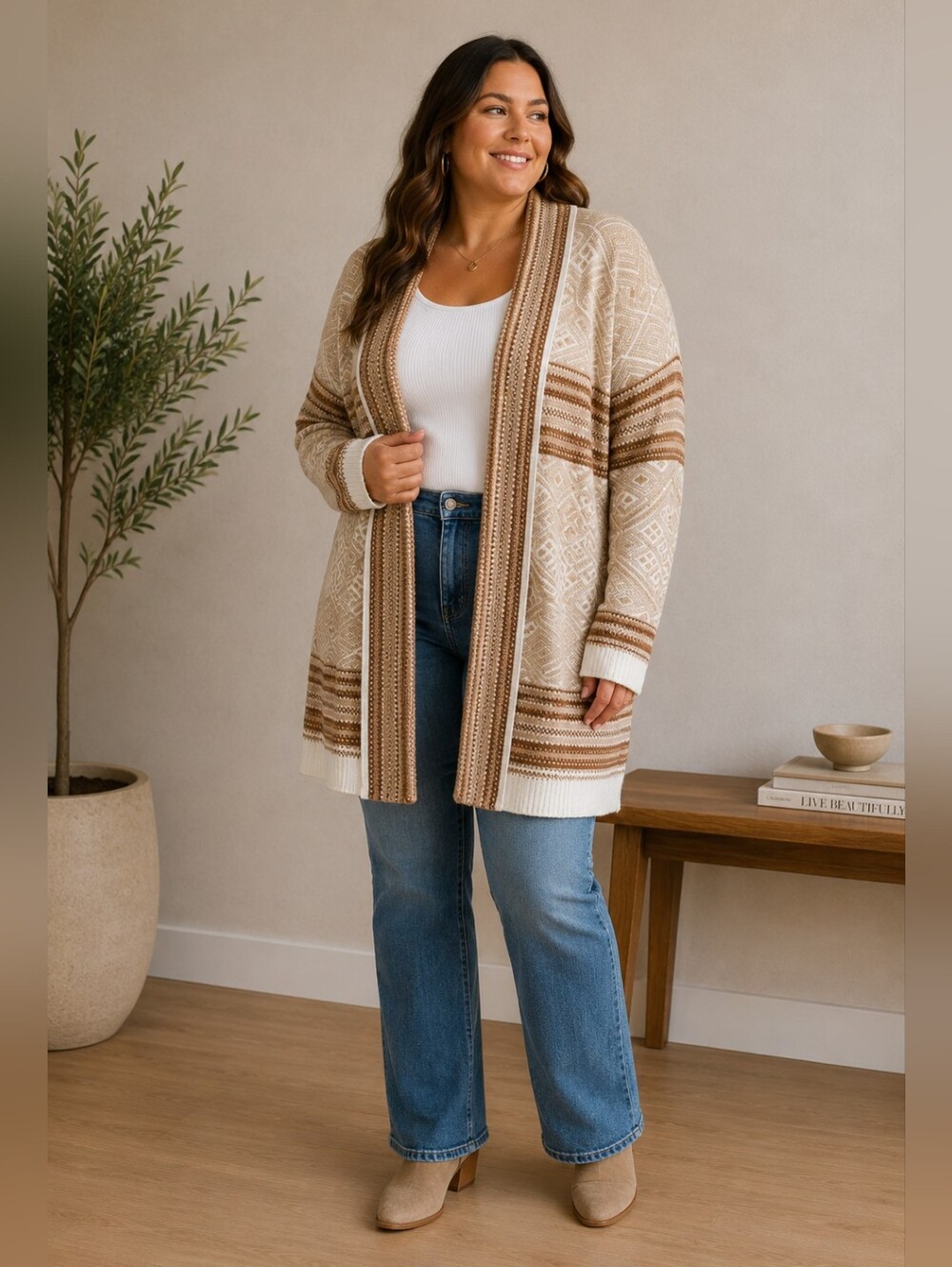 Bob Timberlake Geometric Patterned Cardigan Size XXL